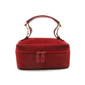 Gucci Vanity Bag Handbag Suede Red